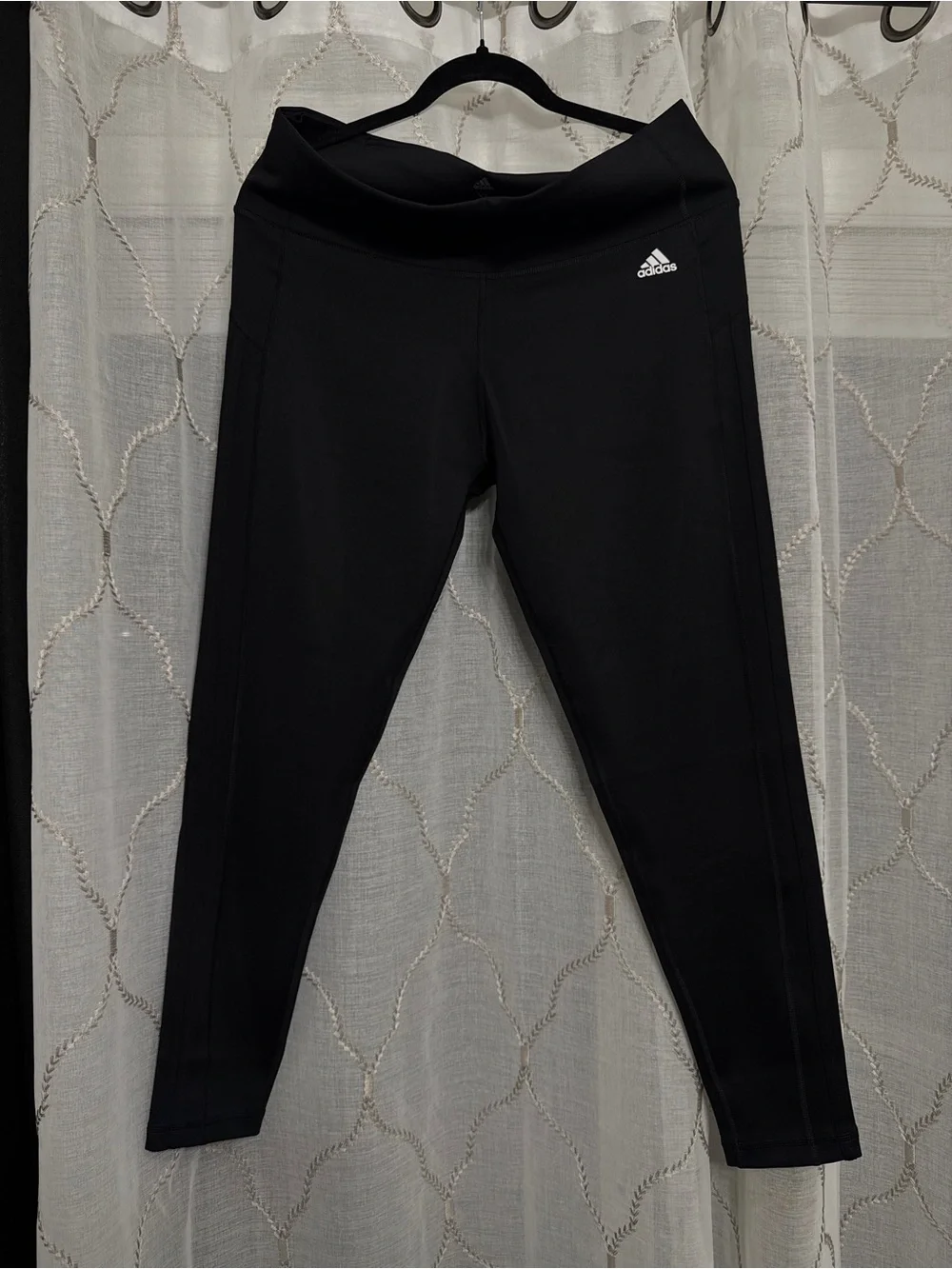 adidas Black High-Waist Performance Leggings with White Logo